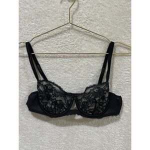 Victoria's Secret Very Sexy Balconet Bra Womens 36B Black Lace Sheer